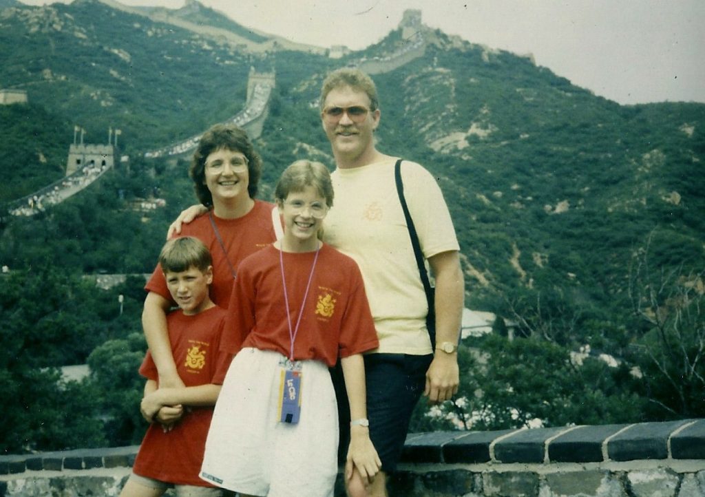 Brianne Miers with family at the Great Wall of China